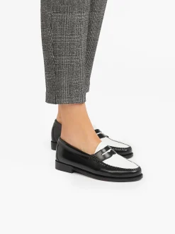 New G.H.BASS Weejuns Penny Loafers Leather Black & White