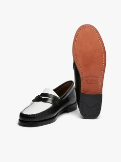 New G.H.BASS Weejuns Penny Loafers Leather Black & White