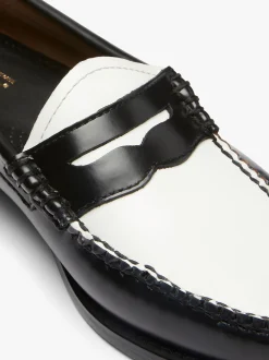 New G.H.BASS Weejuns Penny Loafers Leather Black & White