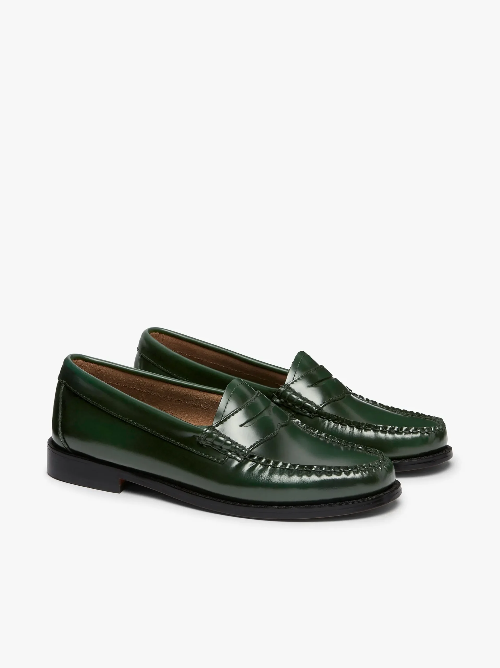 New G.H.BASS Weejuns Penny Loafers Dark Leather Green