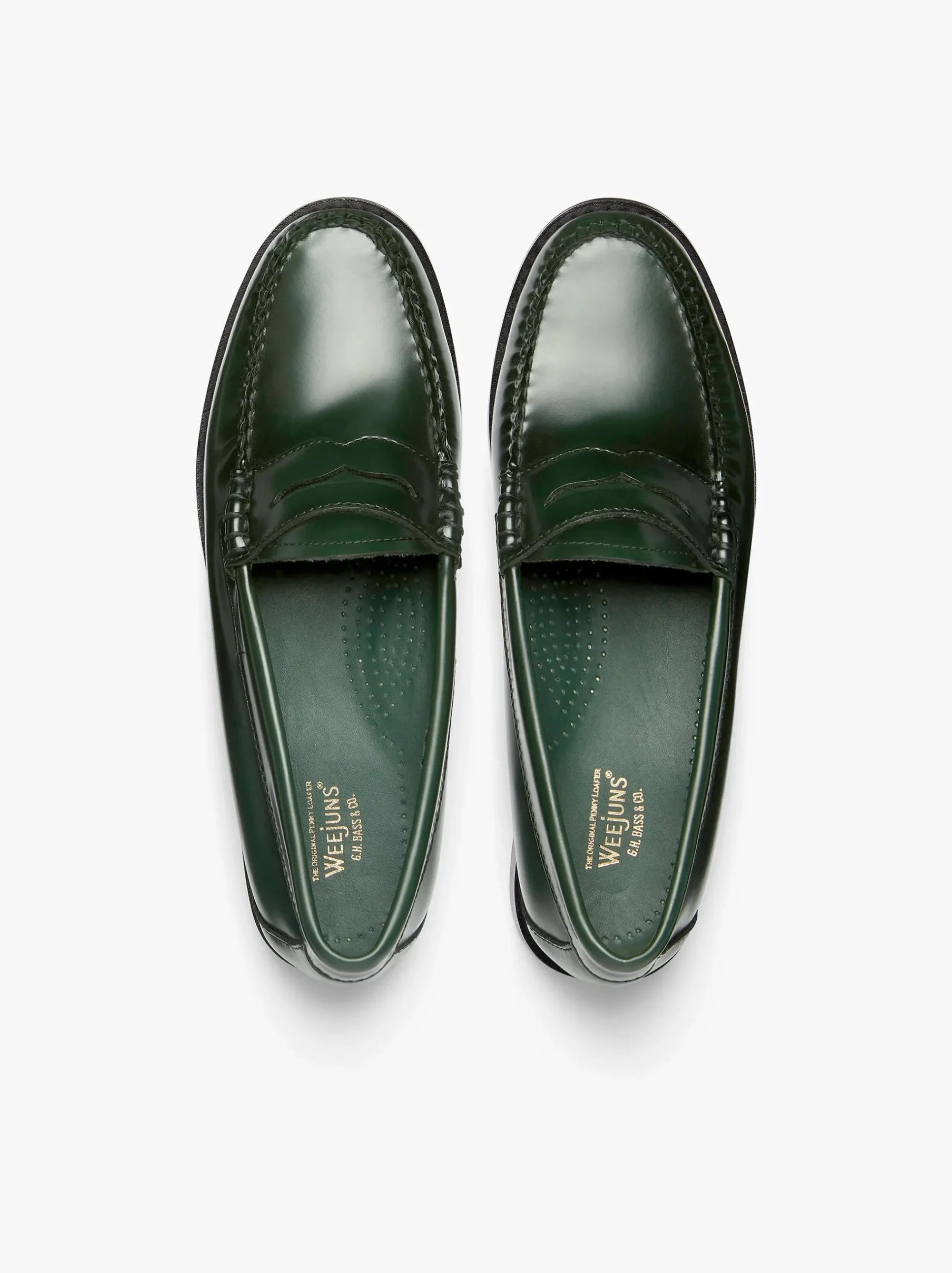 New G.H.BASS Weejuns Penny Loafers Dark Leather Green