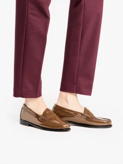 G.H.BASS Weejuns Penny Loafers Dark Brown Patent Leather