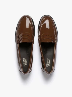 G.H.BASS Weejuns Penny Loafers Dark Brown Patent Leather
