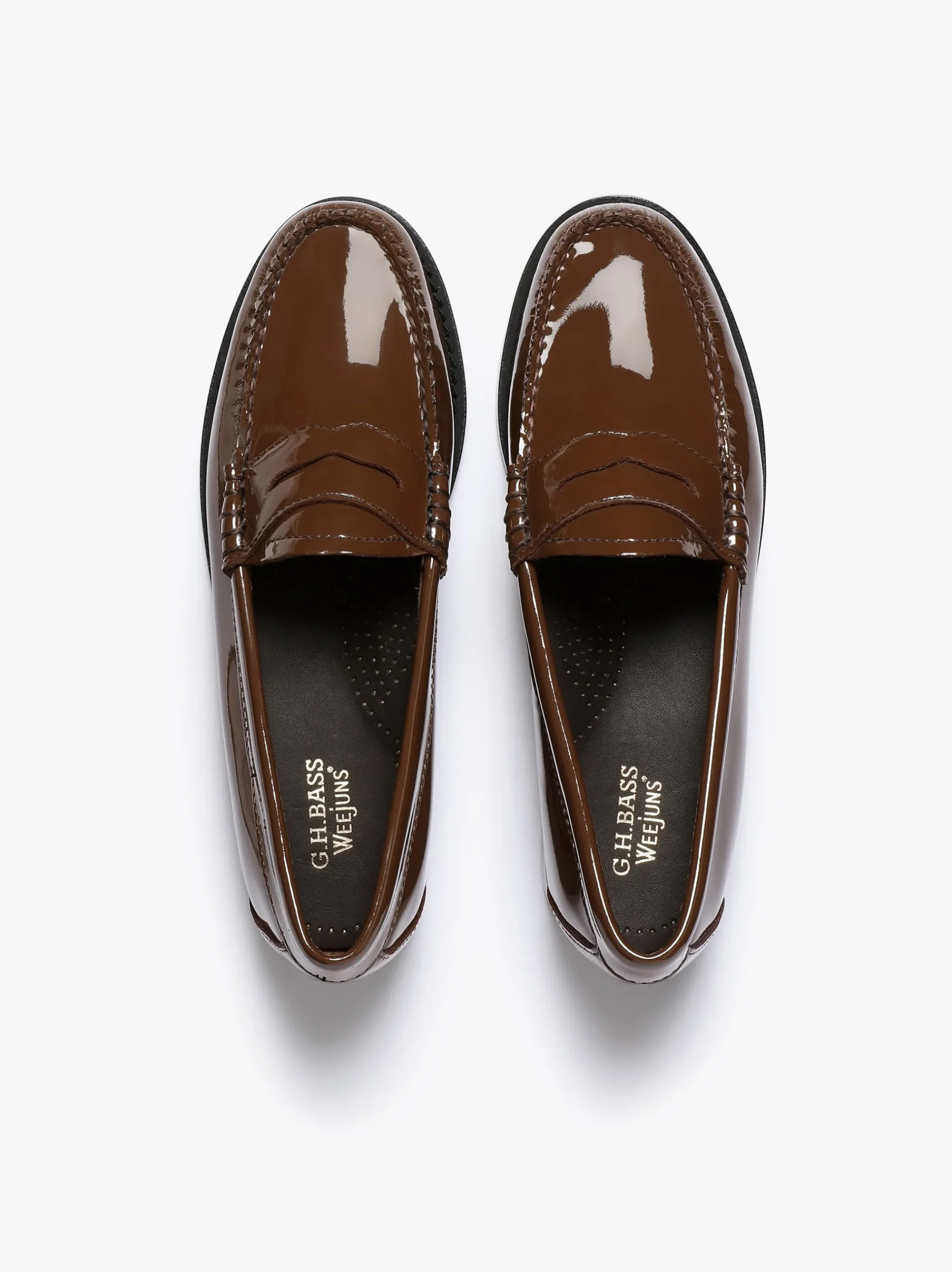 G.H.BASS Weejuns Penny Loafers Dark Brown Patent Leather