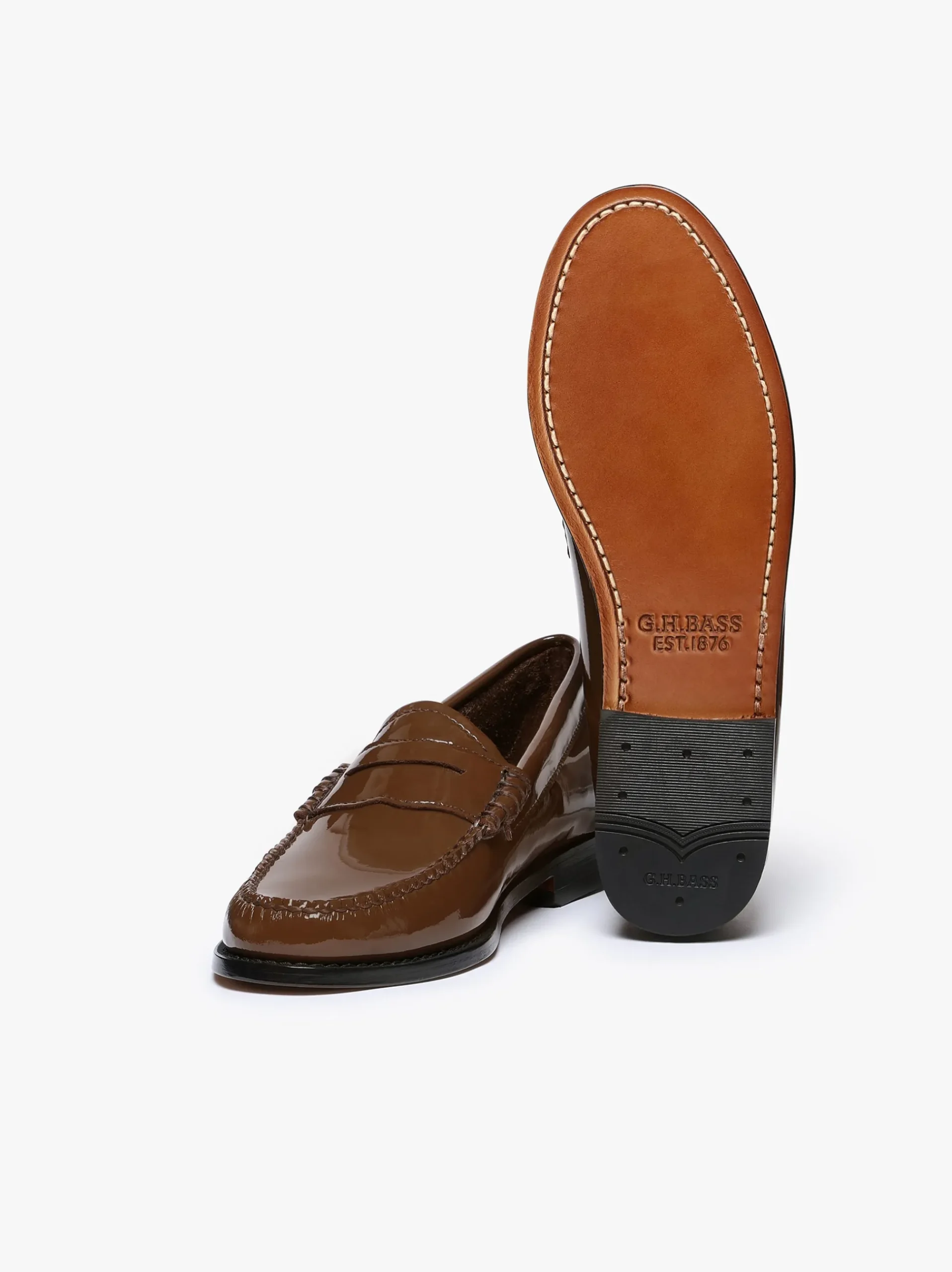 G.H.BASS Weejuns Penny Loafers Dark Brown Patent Leather