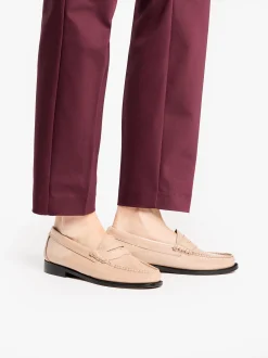 G.H.BASS Weejuns Penny Loafers Patent Leather Light Taupe
