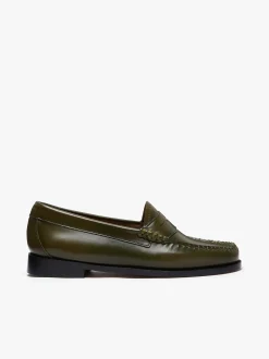 New G.H.BASS Weejuns Penny Loafers green leather Olive