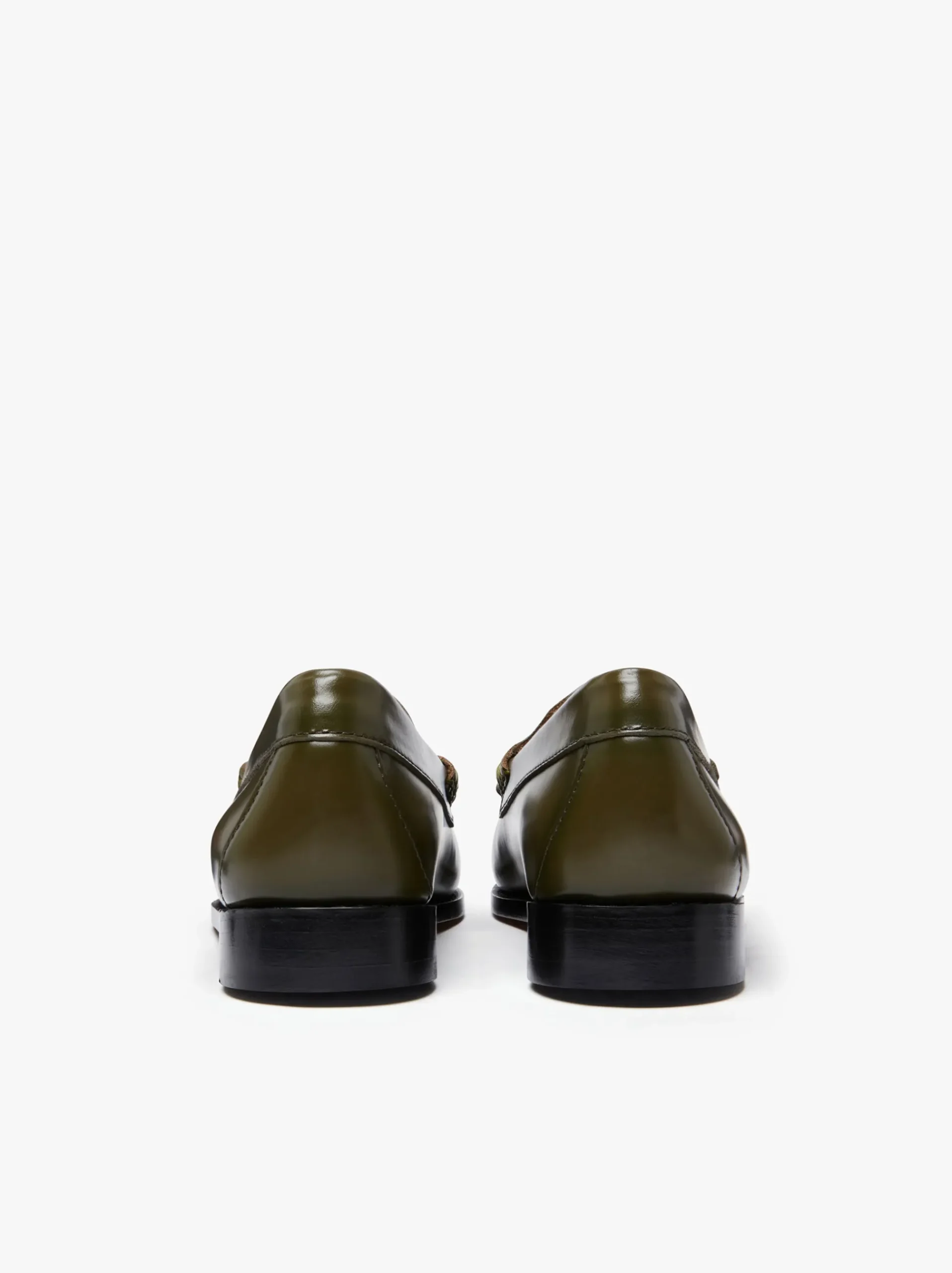 New G.H.BASS Weejuns Penny Loafers green leather Olive
