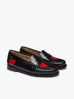 Hot G.H.BASS Weejuns Penny Love Loafers Leather Red & Black