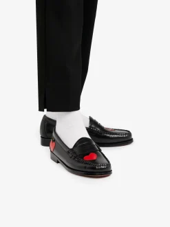 Hot G.H.BASS Weejuns Penny Love Loafers Leather Red & Black