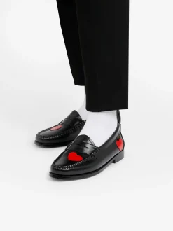 Hot G.H.BASS Weejuns Penny Love Loafers Leather Red & Black