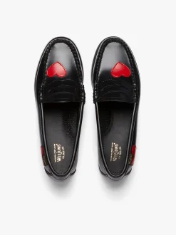 Hot G.H.BASS Weejuns Penny Love Loafers Leather Red & Black