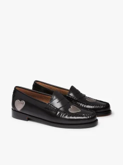 Online G.H.BASS Weejuns Penny Love Loafers Leather Silver & Black