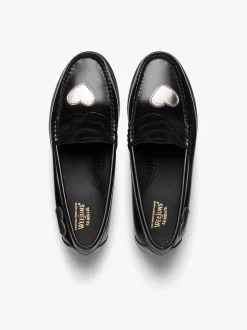 Online G.H.BASS Weejuns Penny Love Loafers Leather Silver & Black