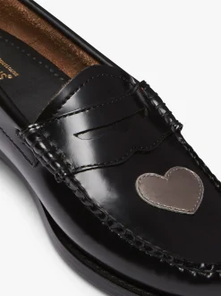 Online G.H.BASS Weejuns Penny Love Loafers Leather Silver & Black