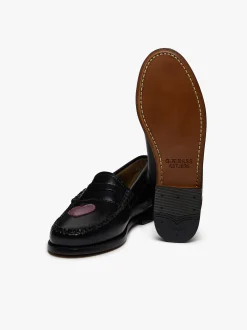 Clearance G.H.BASS Weejuns Penny Love Loafers Black & Pink Leather