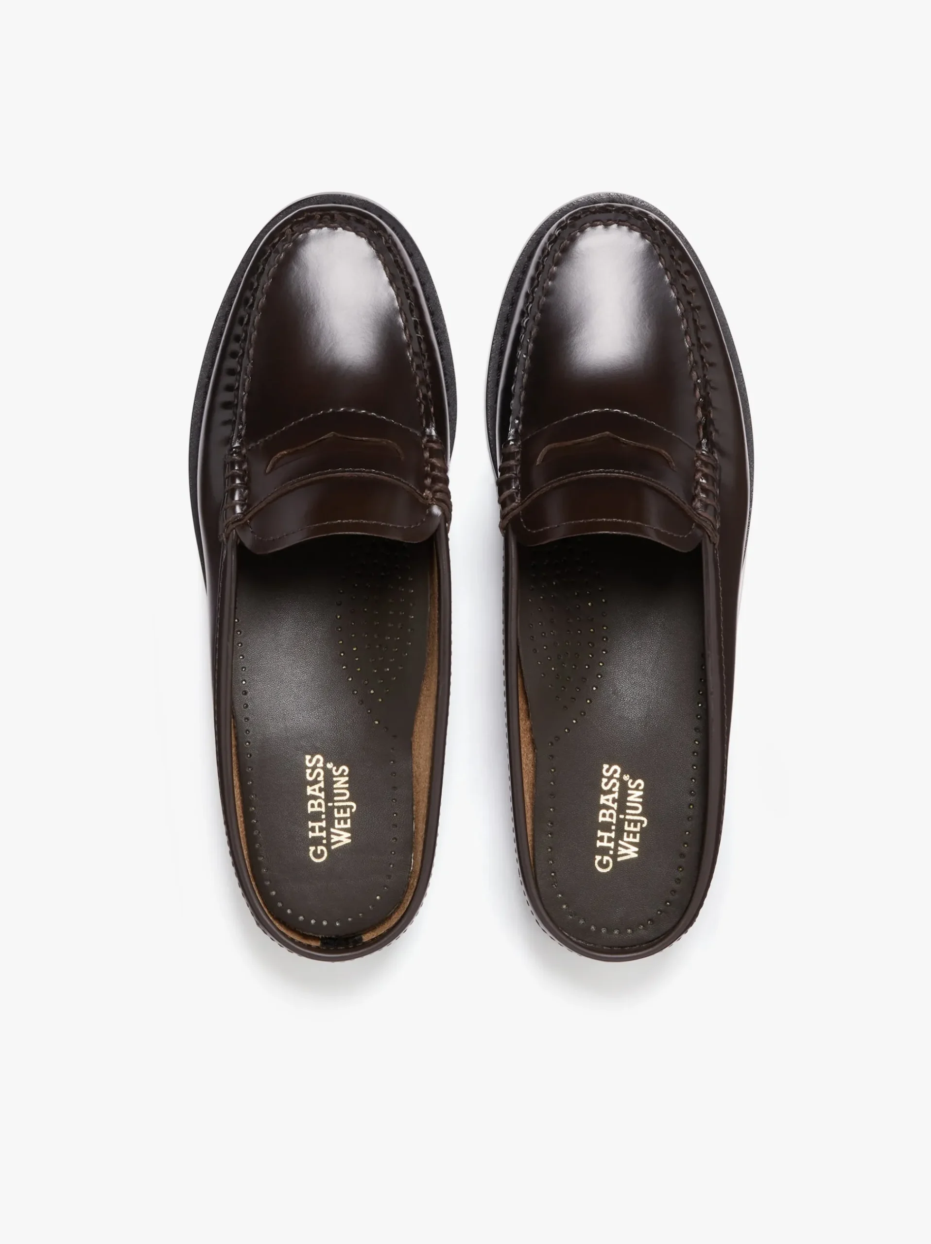 Online G.H.BASS Weejuns Penny Slides Leather Chocolate