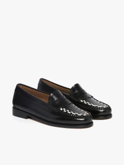 Best G.H.BASS Weejuns Penny Weave Loafers & White Leather Black