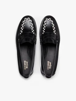 Best G.H.BASS Weejuns Penny Weave Loafers & White Leather Black
