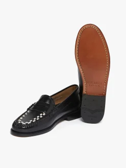 Best G.H.BASS Weejuns Penny Weave Loafers & White Leather Black