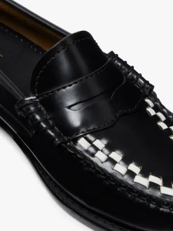 Best G.H.BASS Weejuns Penny Weave Loafers & White Leather Black