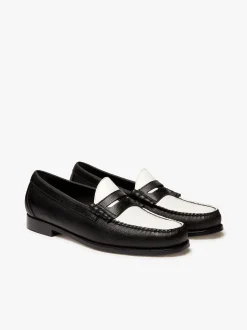 Clearance G.H.BASS Weejuns Reigning Champ Larson Penny Loafers Black and white leather Black & White