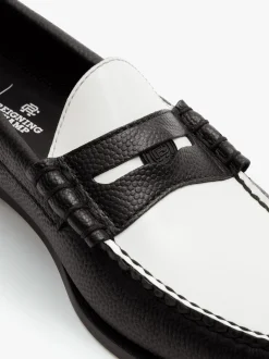 Clearance G.H.BASS Weejuns Reigning Champ Larson Penny Loafers Black and white leather Black & White