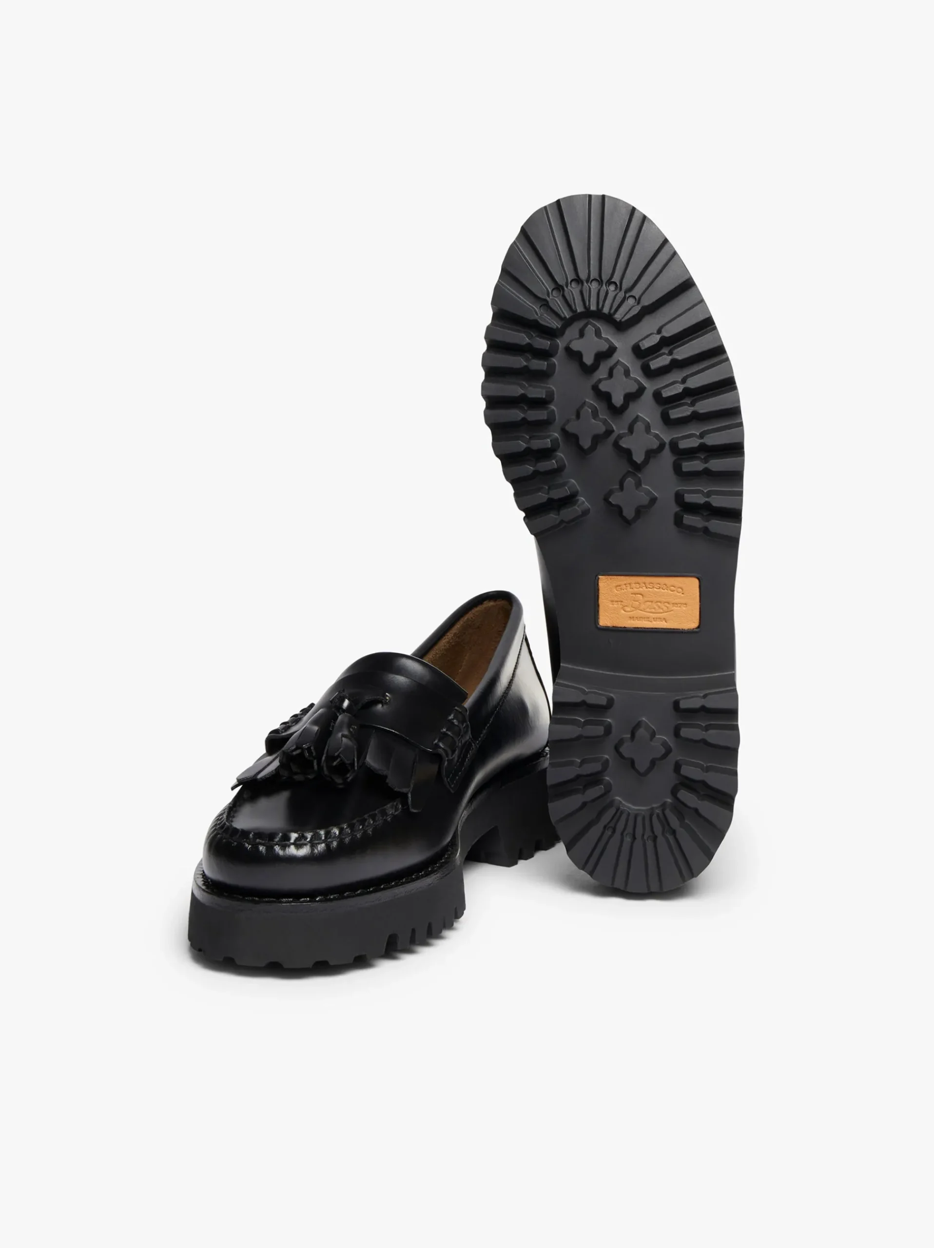 Sale G.H.BASS Weejuns 90s Esther Kiltie Tassel Loafers Leather Black