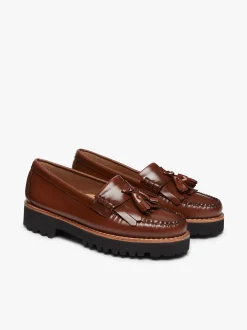 Outlet G.H.BASS Weejuns 90s Esther Kiltie Tassel Loafers Leather Cognac