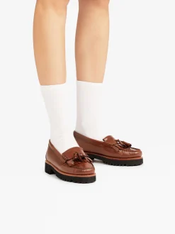 Outlet G.H.BASS Weejuns 90s Esther Kiltie Tassel Loafers Leather Cognac