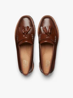 Outlet G.H.BASS Weejuns 90s Esther Kiltie Tassel Loafers Leather Cognac