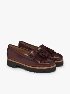 Discount G.H.BASS Weejuns 90s Esther Kiltie Tassel Loafers Leather Wine