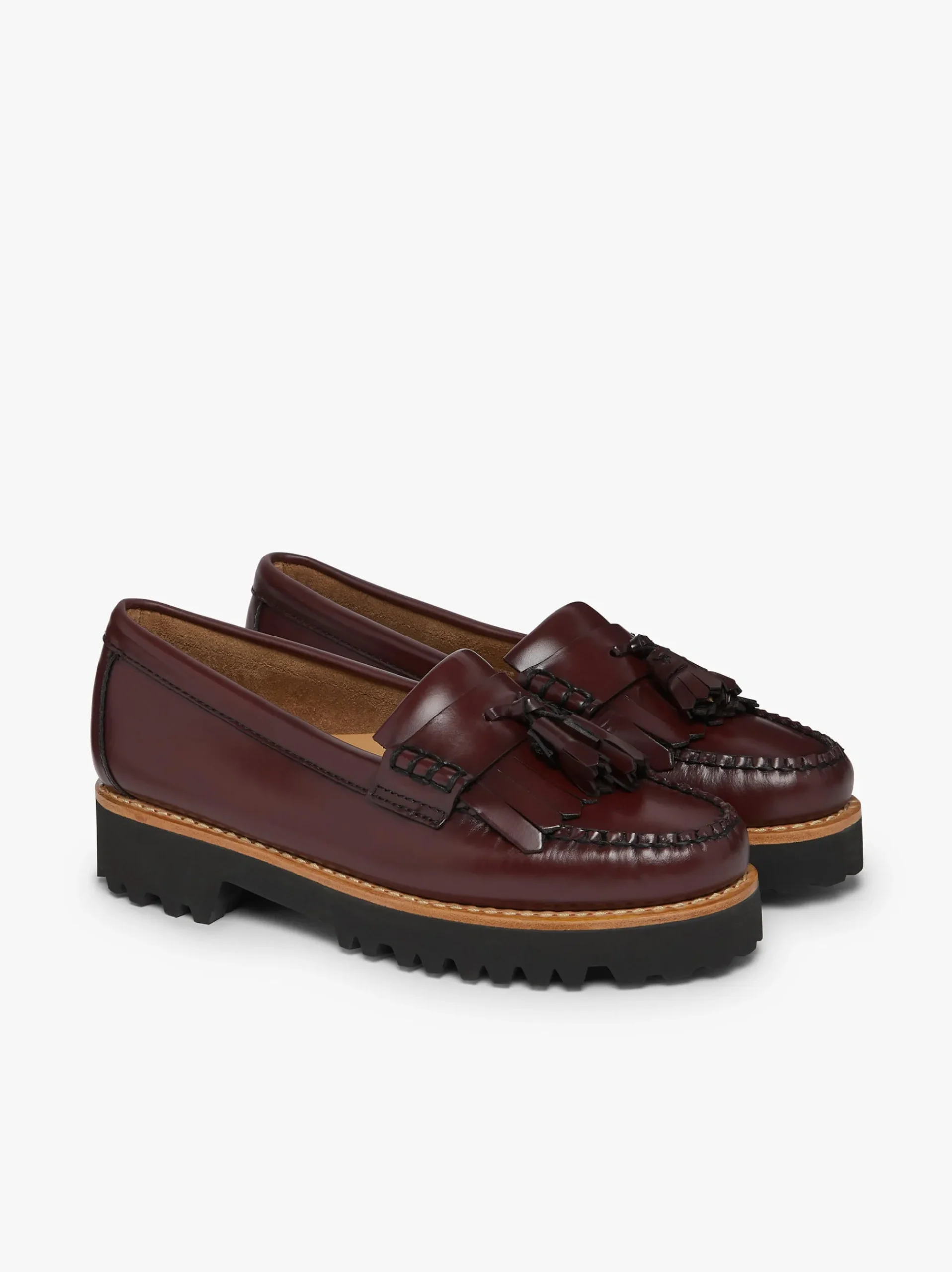 Discount G.H.BASS Weejuns 90s Esther Kiltie Tassel Loafers Leather Wine