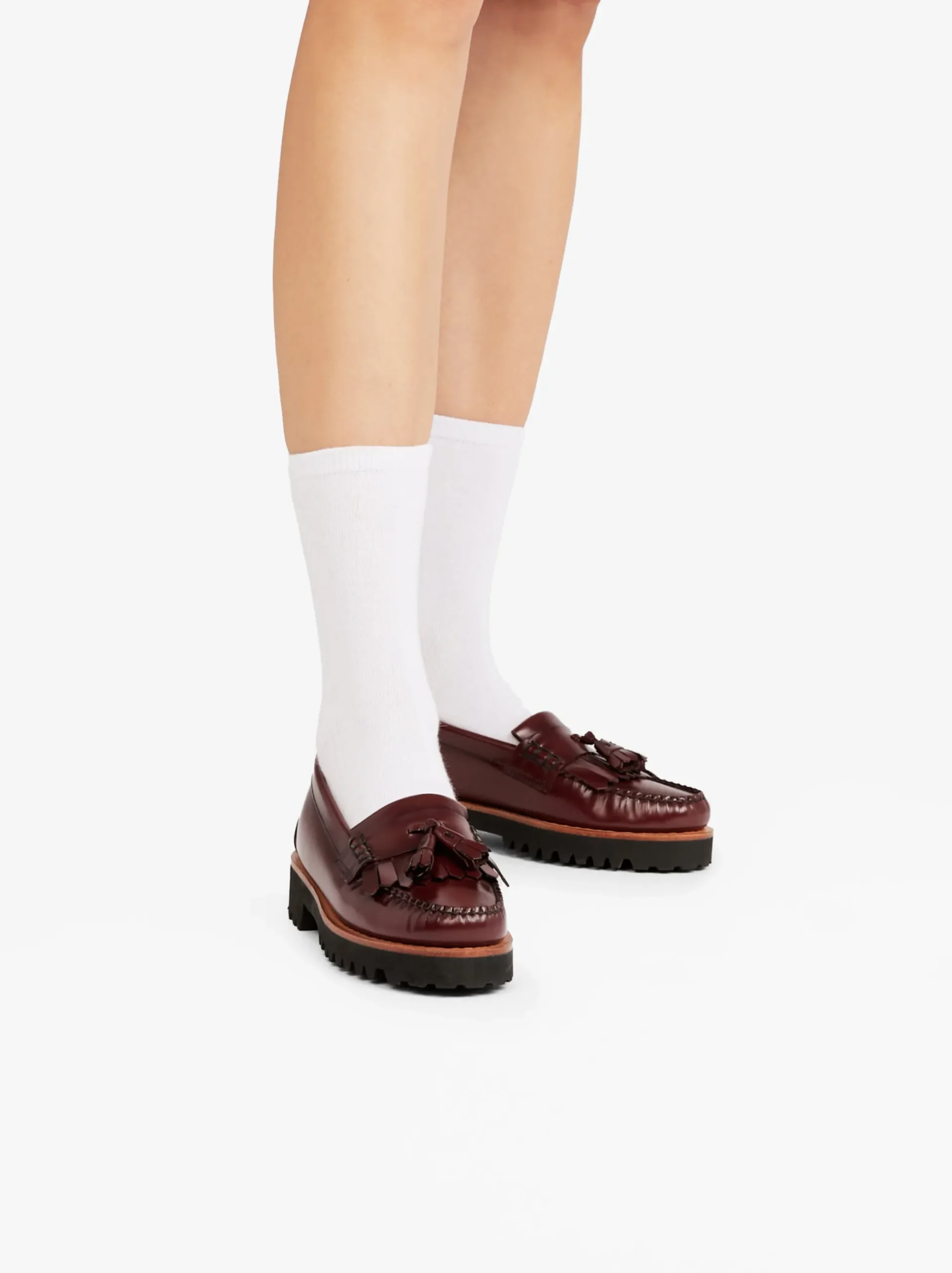 Discount G.H.BASS Weejuns 90s Esther Kiltie Tassel Loafers Leather Wine