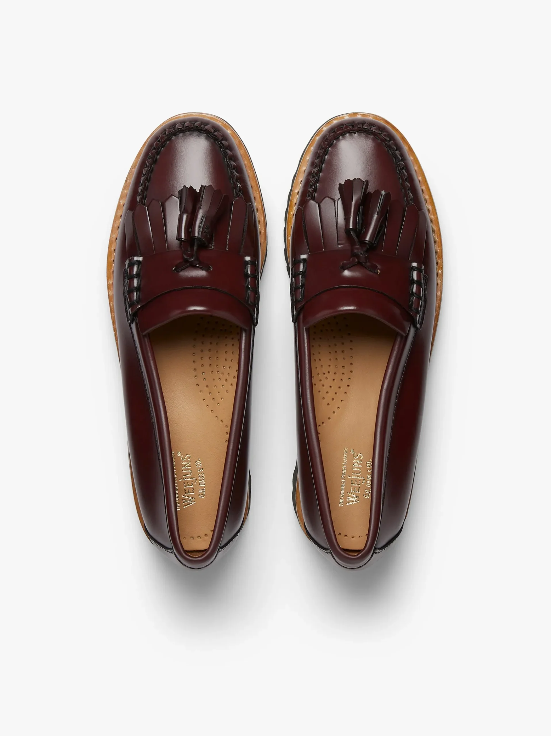 Discount G.H.BASS Weejuns 90s Esther Kiltie Tassel Loafers Leather Wine