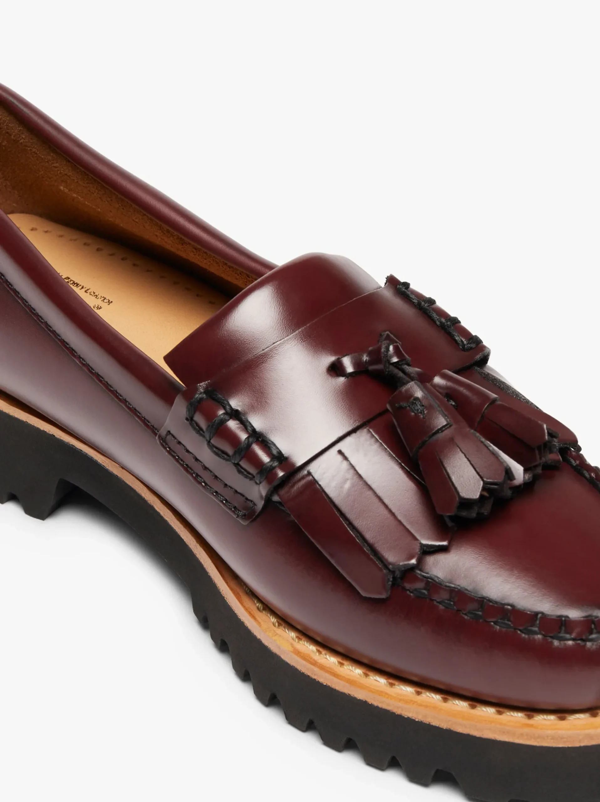 Discount G.H.BASS Weejuns 90s Esther Kiltie Tassel Loafers Leather Wine