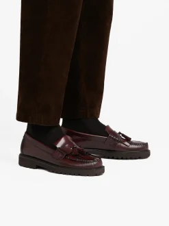 New G.H.BASS Weejuns 90s Layton II Kiltie Loafers Leather Wine