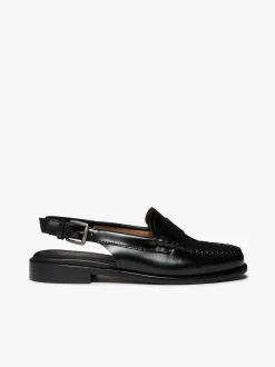 Sale G.H.BASS Weejuns Slingback Penny Loafers Leather Black