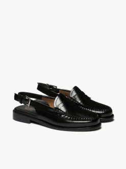 Sale G.H.BASS Weejuns Slingback Penny Loafers Leather Black