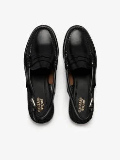Sale G.H.BASS Weejuns Slingback Penny Loafers Leather Black