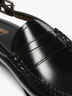 Sale G.H.BASS Weejuns Slingback Penny Loafers Leather Black