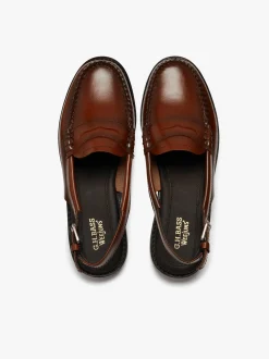 G.H.BASS Weejuns Slingback Penny Loafers Leather Cognac