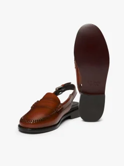 G.H.BASS Weejuns Slingback Penny Loafers Leather Cognac