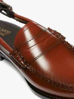 G.H.BASS Weejuns Slingback Penny Loafers Leather Cognac