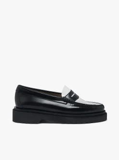 Online G.H.BASS Weejuns Step Penny Loafers Black & White Leather