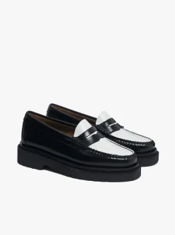 Online G.H.BASS Weejuns Step Penny Loafers Black & White Leather