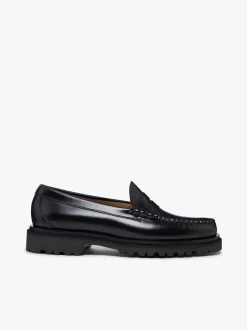 New G.H.BASS Weejuns Step-Lug Larson Penny Loafers Leather Black