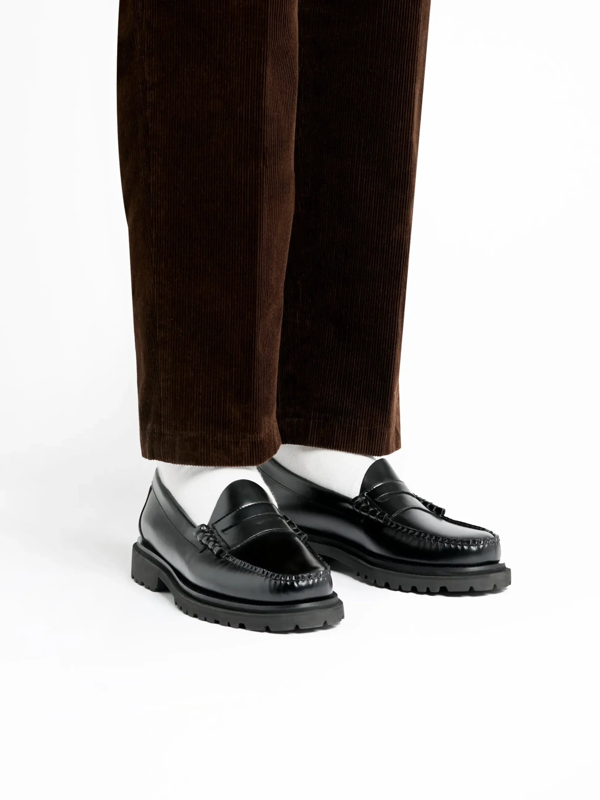New G.H.BASS Weejuns Step-Lug Larson Penny Loafers Leather Black