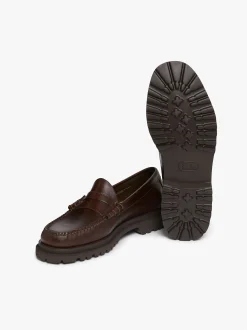 Online G.H.BASS Weejuns Step-Lug Larson Penny Loafers Chocolate Pull Up Leather
