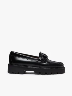 Sale G.H.BASS Weejuns Super Lug Lianna Super Bit Loafers Black Leather